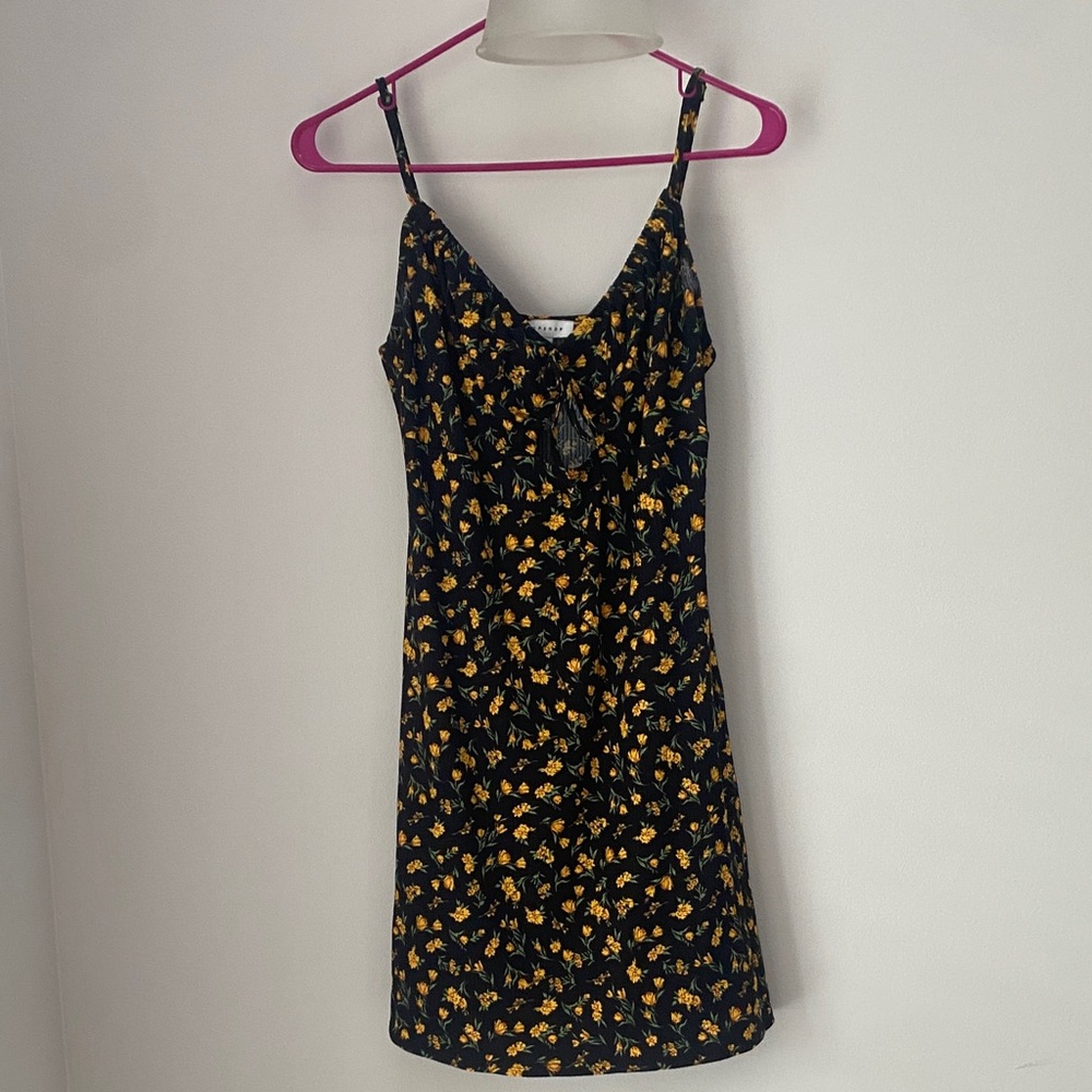 Topshop Black and Yellow Floral Mini Dress